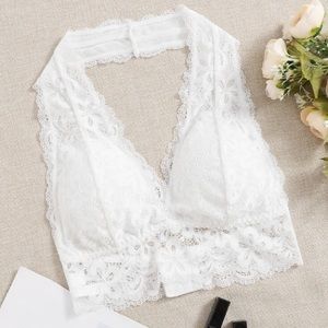 Small white lace detail halter bralette